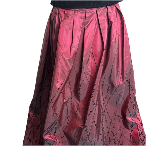 Vtg Y2k 90s Red Black Velvet Two Piece Floral Whimsigoth Fairy Prom Gown Sz 14 - Picture 5 of 12